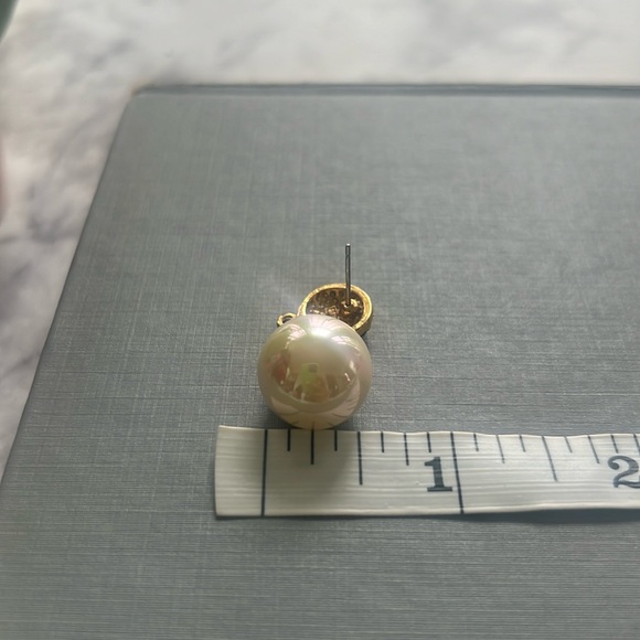 vintage Roman large cream iridescent & crystal pearl drop earrings BEAUTIFUL - Picture 4 of 5